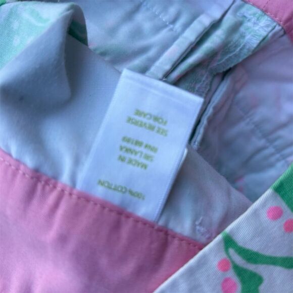 Lilly Pulitzer Barclay Bermuda Shorts Teal Pink Sand Dollar Print Women's Size 0 - Picture 3 of 5